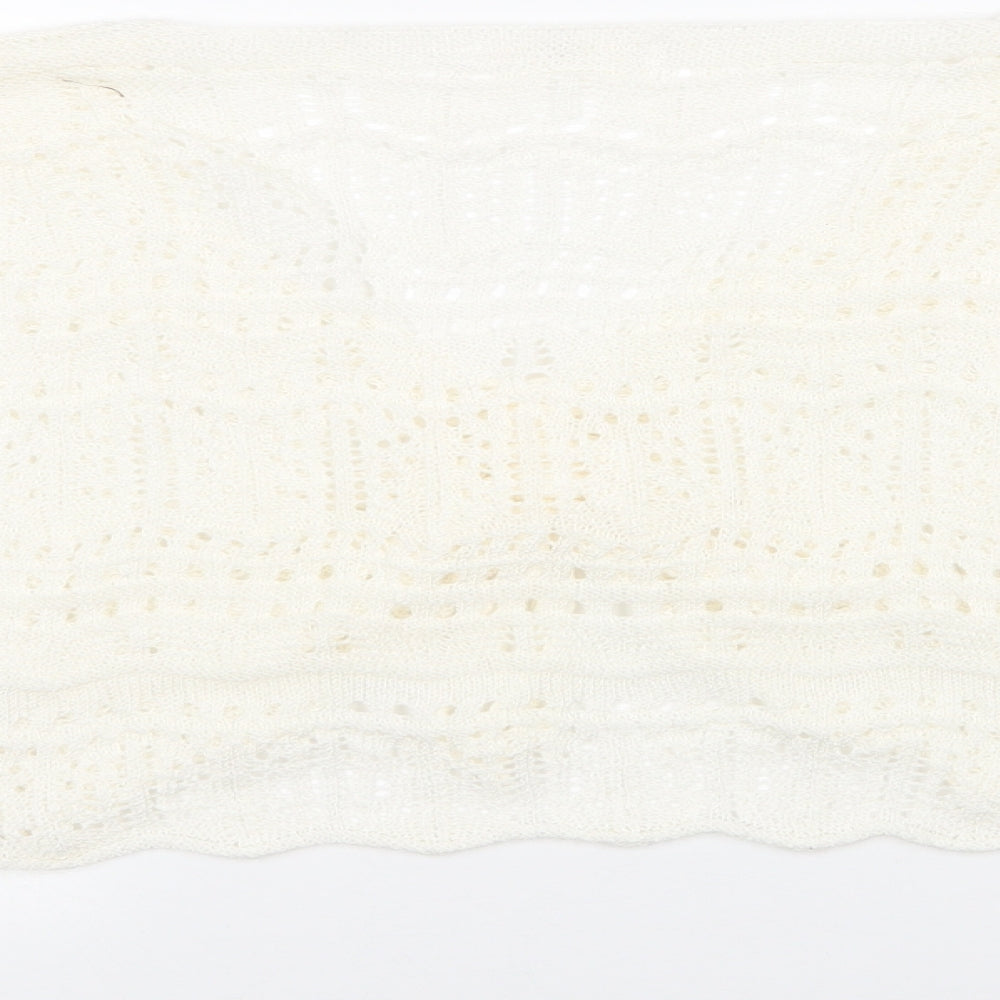 Missguided Womens Ivory V-Neck  Acrylic Pullover Jumper Size L
