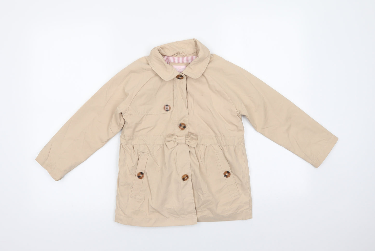 TU Girls Beige   Pea Coat Coat Size 6-7 Years  Button