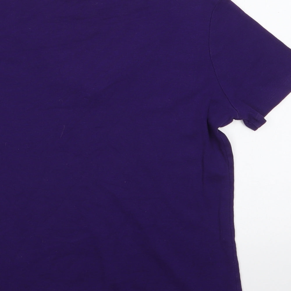 M&S Womens Purple  Cotton Basic T-Shirt Size 14 V-Neck