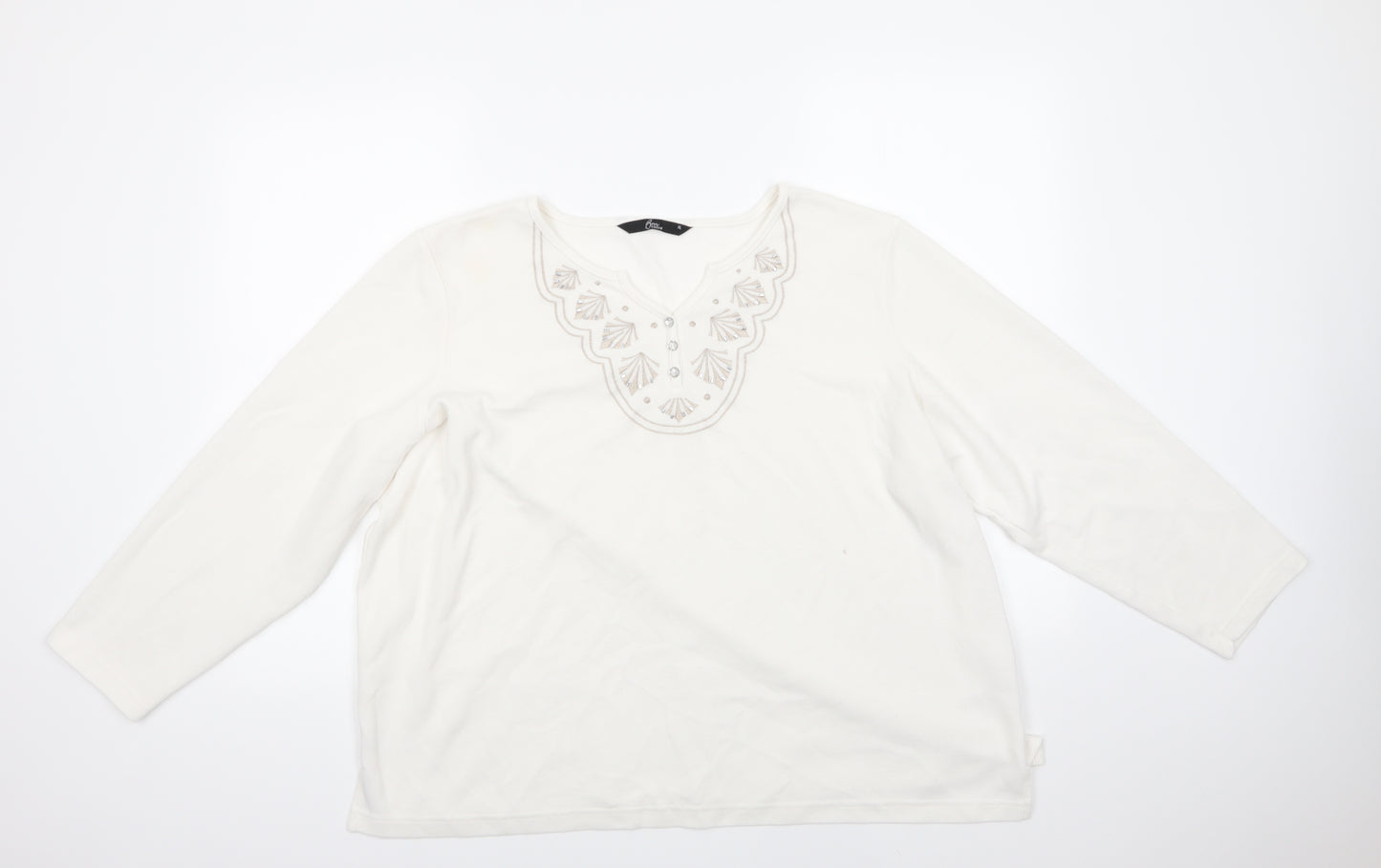 BM Womens White  Polyester Basic Blouse Size XL V-Neck