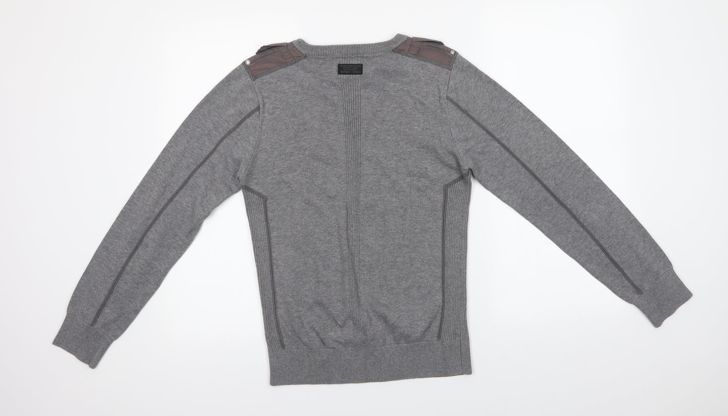 NEXT Mens Grey Crew Neck  Cotton Pullover Jumper Size S