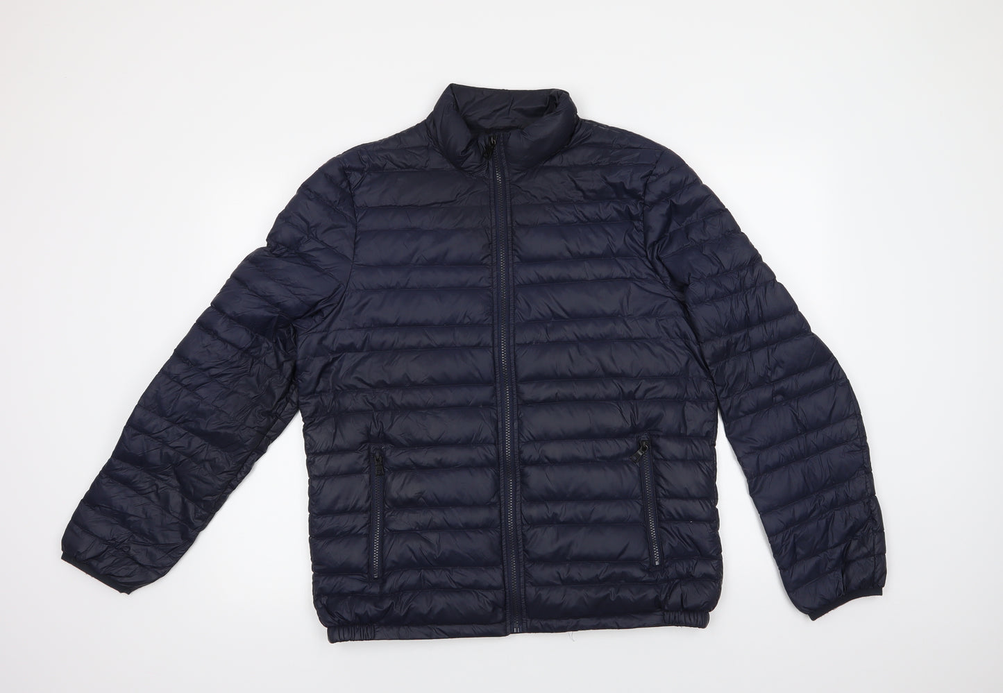 M&S Womens Blue   Quilted Jacket Size M  Zip