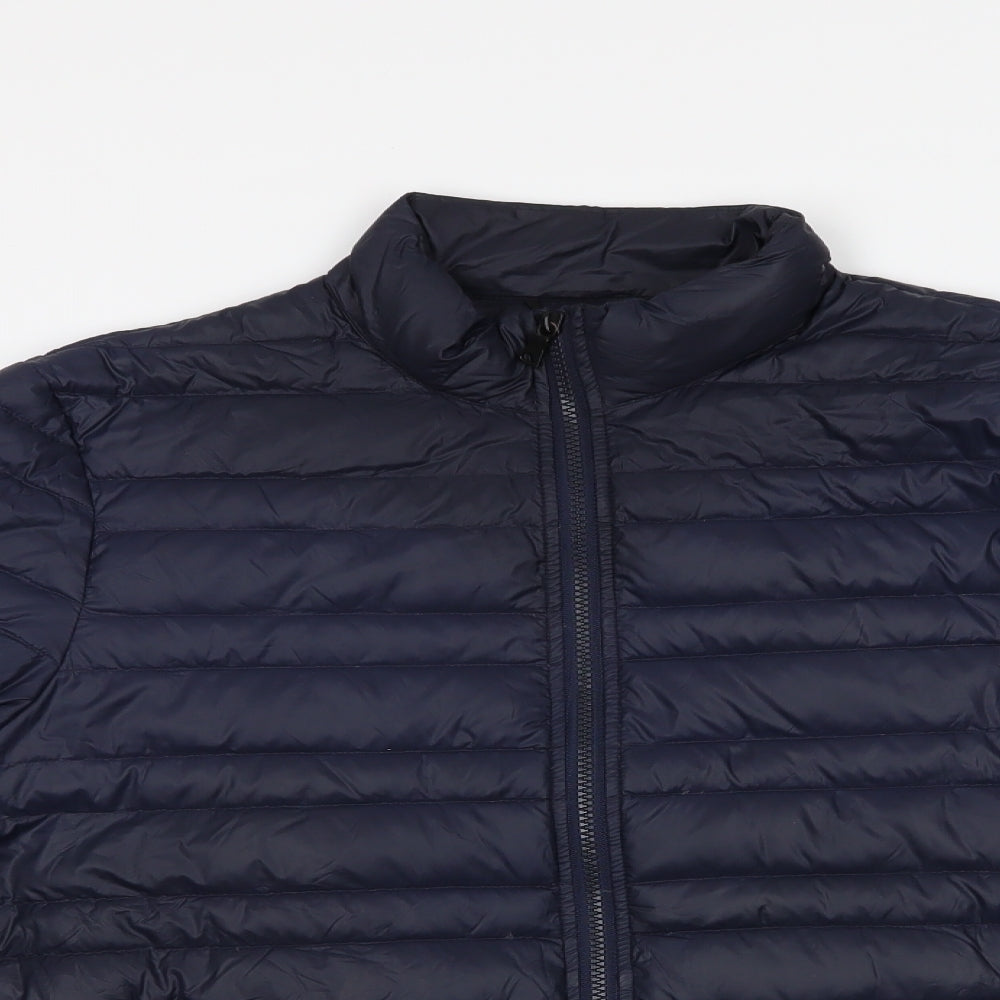 M&S Womens Blue   Quilted Jacket Size M  Zip