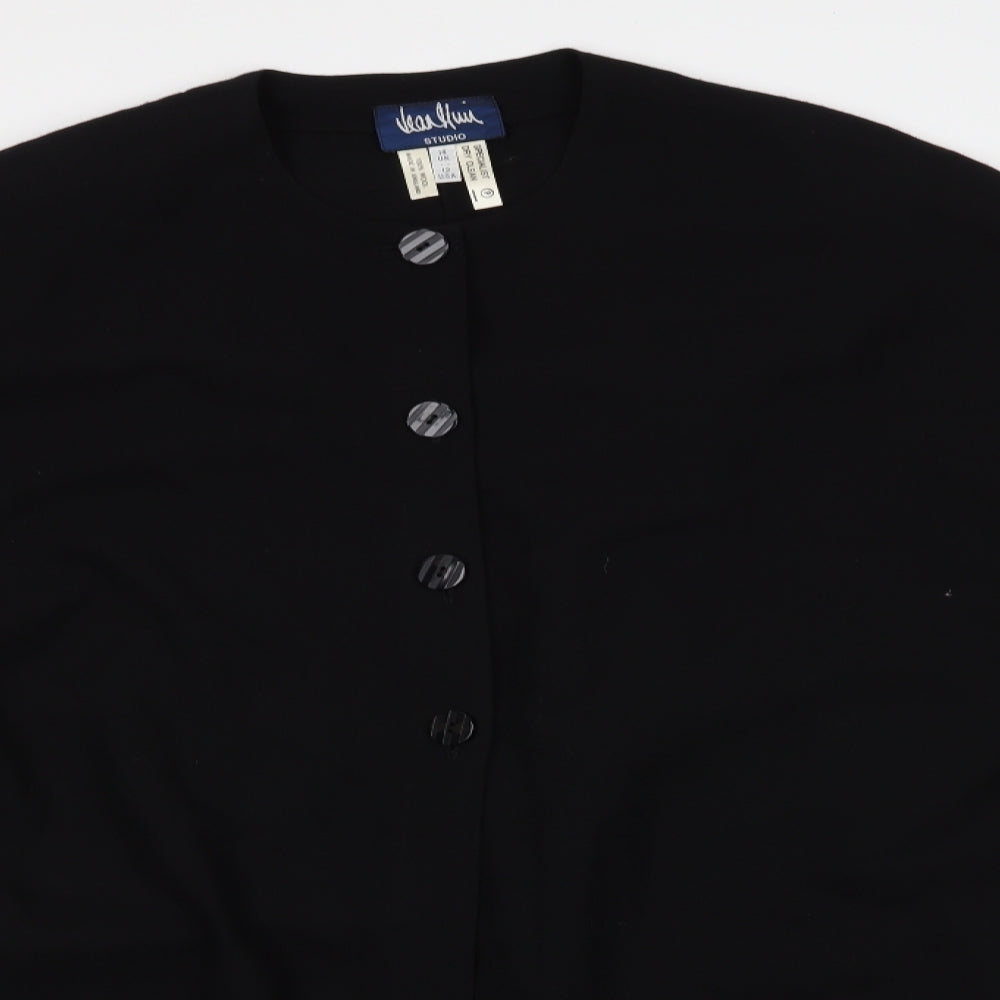 Preworn Womens Black   Overcoat Blazer Size 14  Button