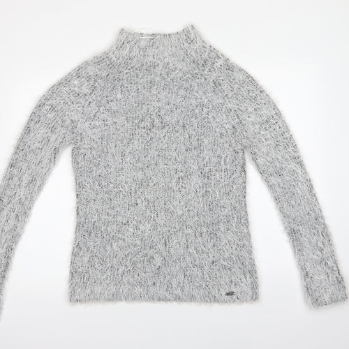 Bellfield Womens Grey Mock Neck  Nylon Pullover Jumper Size 10