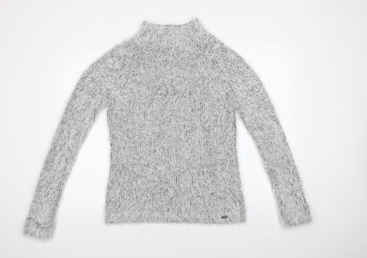 Bellfield Womens Grey Mock Neck Nylon Pullover Jumper Size 10