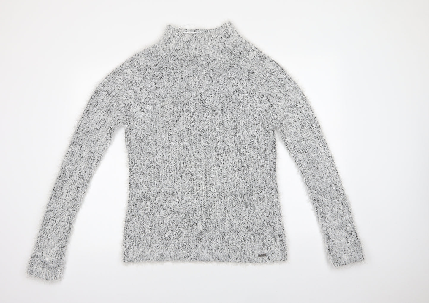 Bellfield Womens Grey Mock Neck  Nylon Pullover Jumper Size 10
