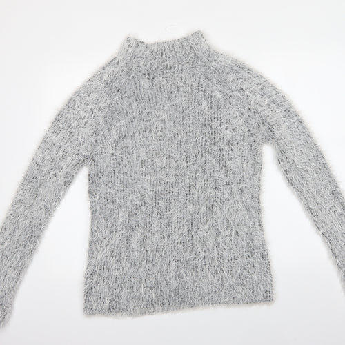 Bellfield Womens Grey Mock Neck  Nylon Pullover Jumper Size 10