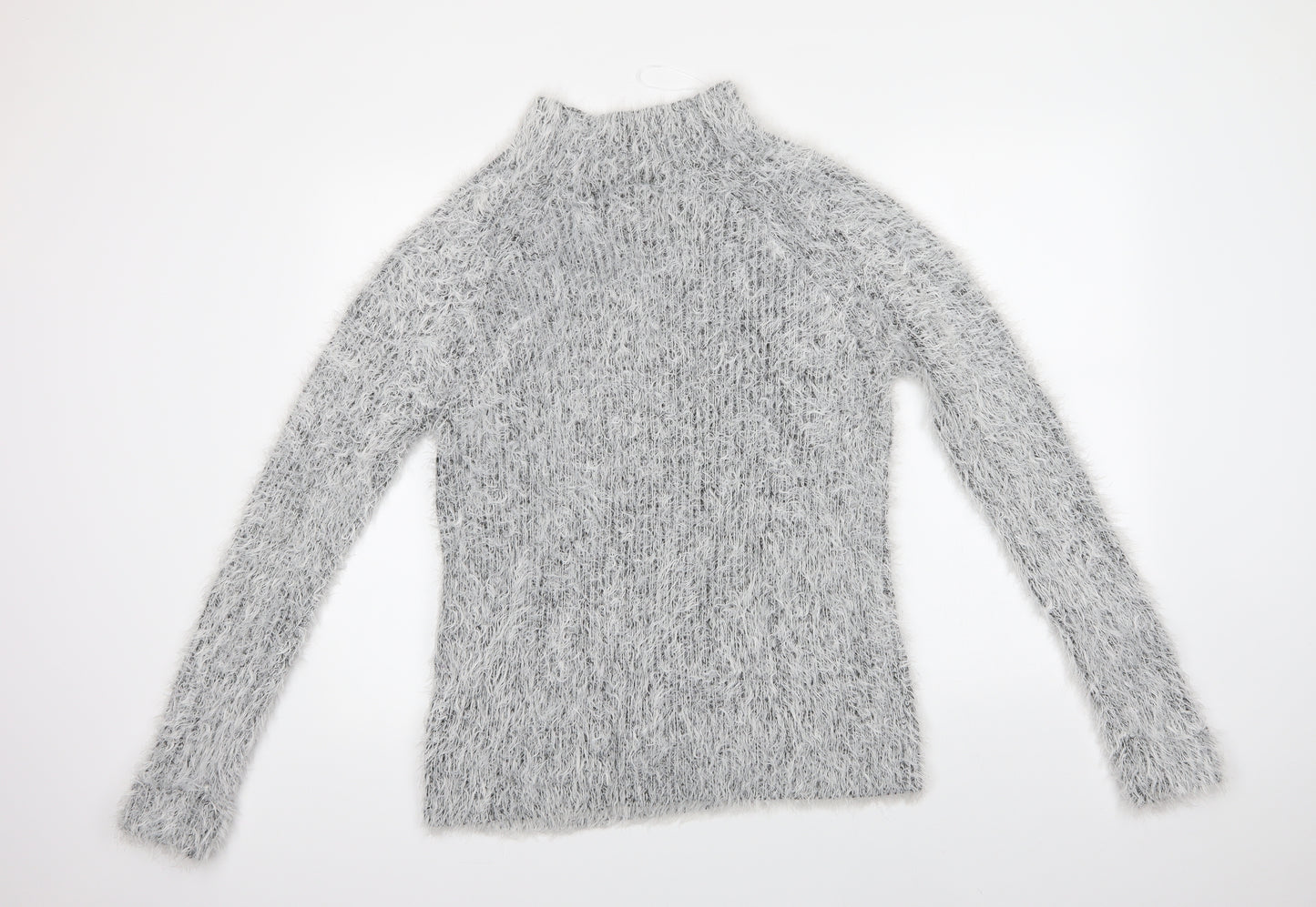 Bellfield Womens Grey Mock Neck  Nylon Pullover Jumper Size 10