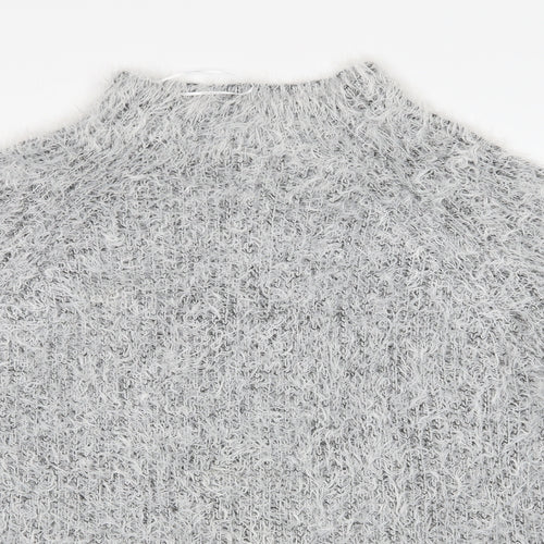 Bellfield Womens Grey Mock Neck  Nylon Pullover Jumper Size 10