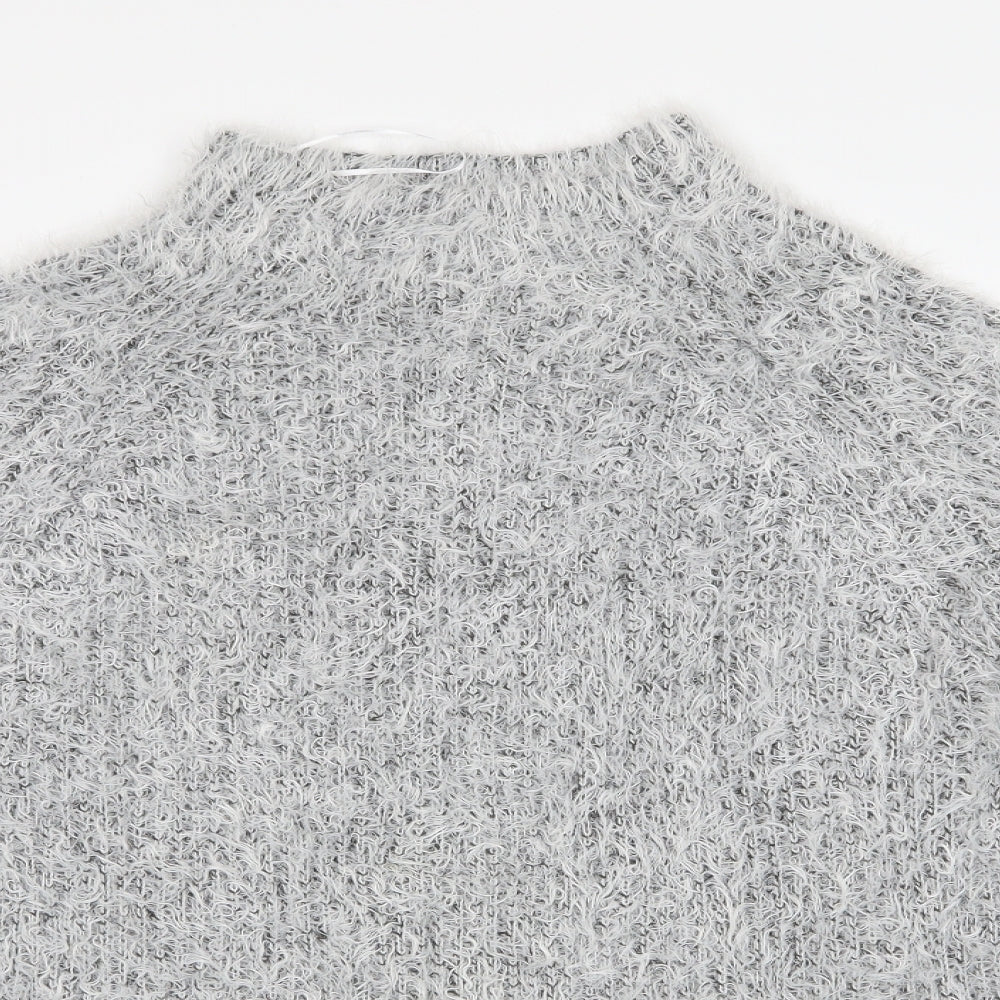 Bellfield Womens Grey Mock Neck  Nylon Pullover Jumper Size 10