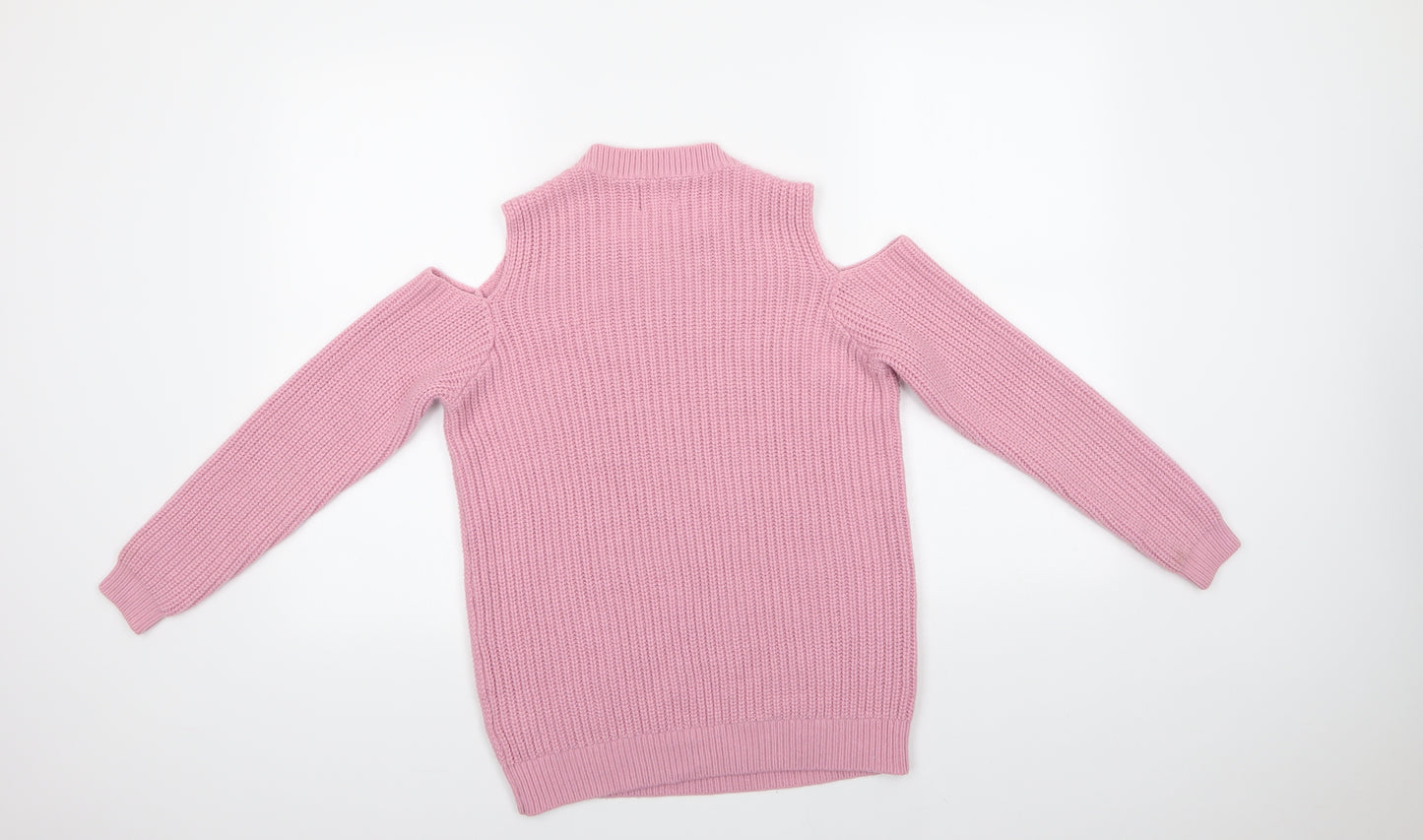 Be You Womens Pink Crew Neck  Acrylic Pullover Jumper Size 12   - Cold Shoulder