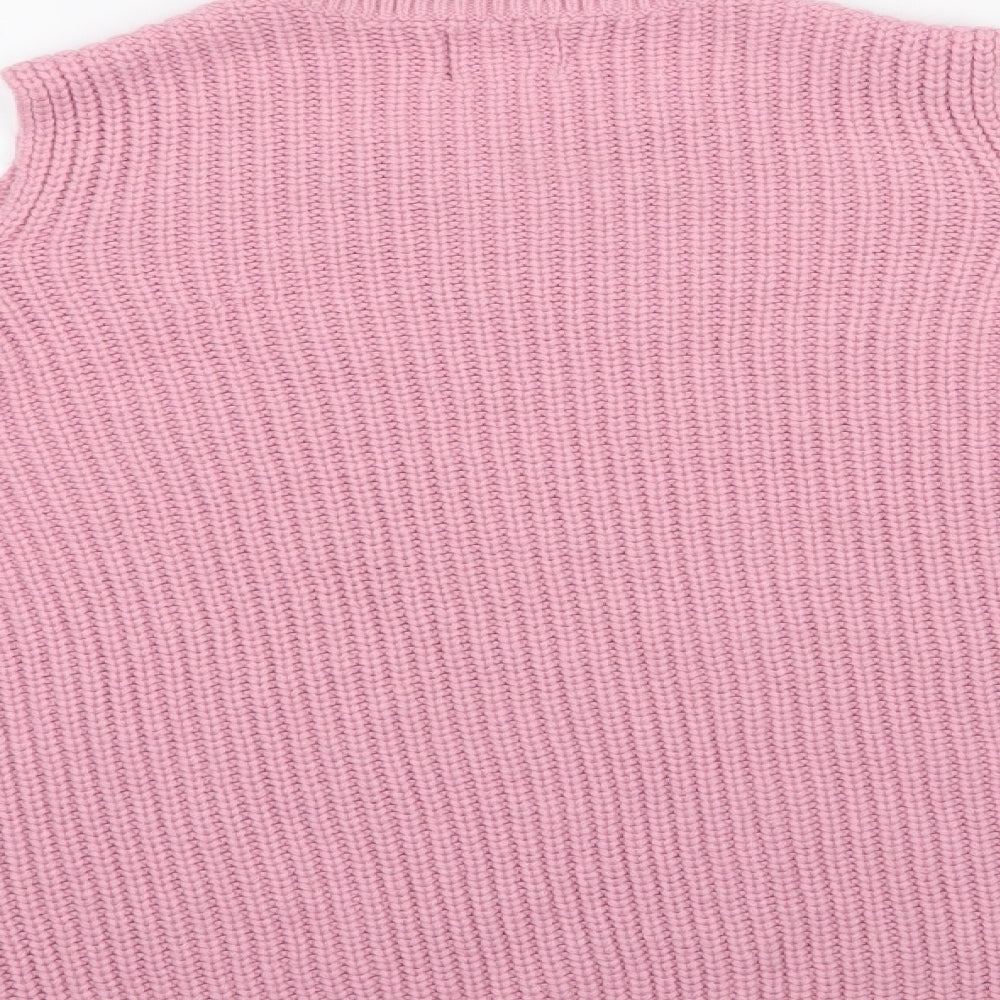 Be You Womens Pink Crew Neck  Acrylic Pullover Jumper Size 12   - Cold Shoulder