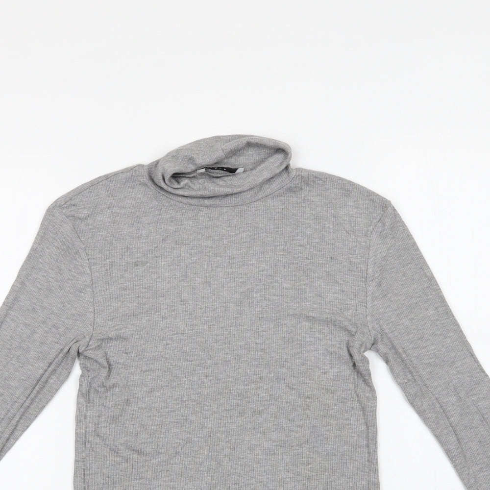 Papaya Womens Grey  Viscose Basic Blouse Size 10 Roll Neck