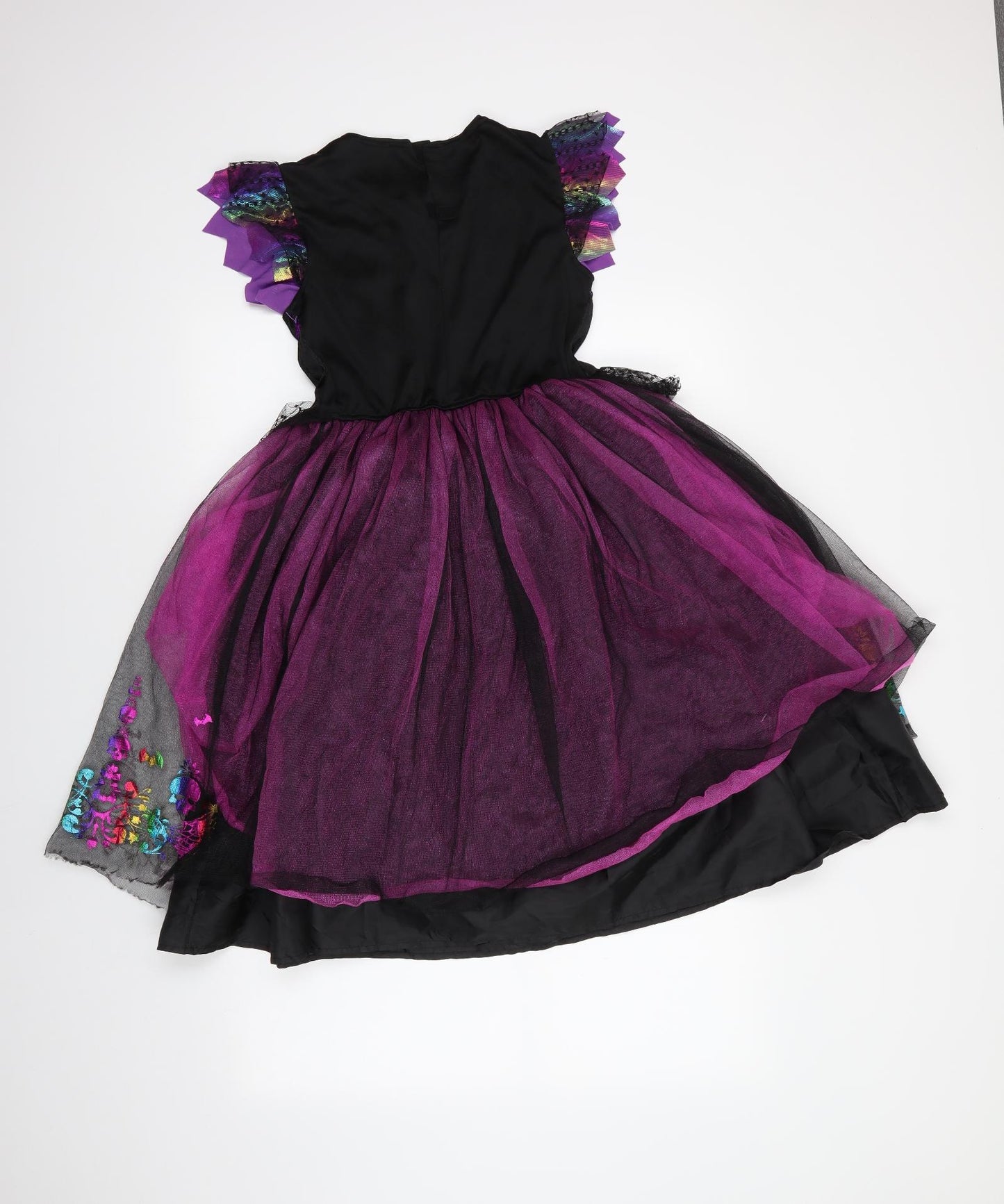TU Girls Black Floral Polyester Fit & Flare    Crew Neck  - Halloween Fancy Dress