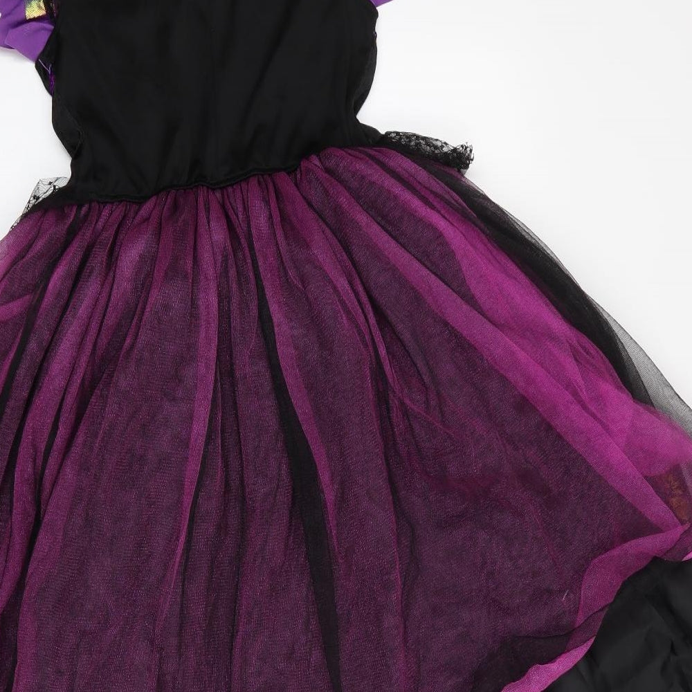 TU Girls Black Floral Polyester Fit & Flare    Crew Neck  - Halloween Fancy Dress