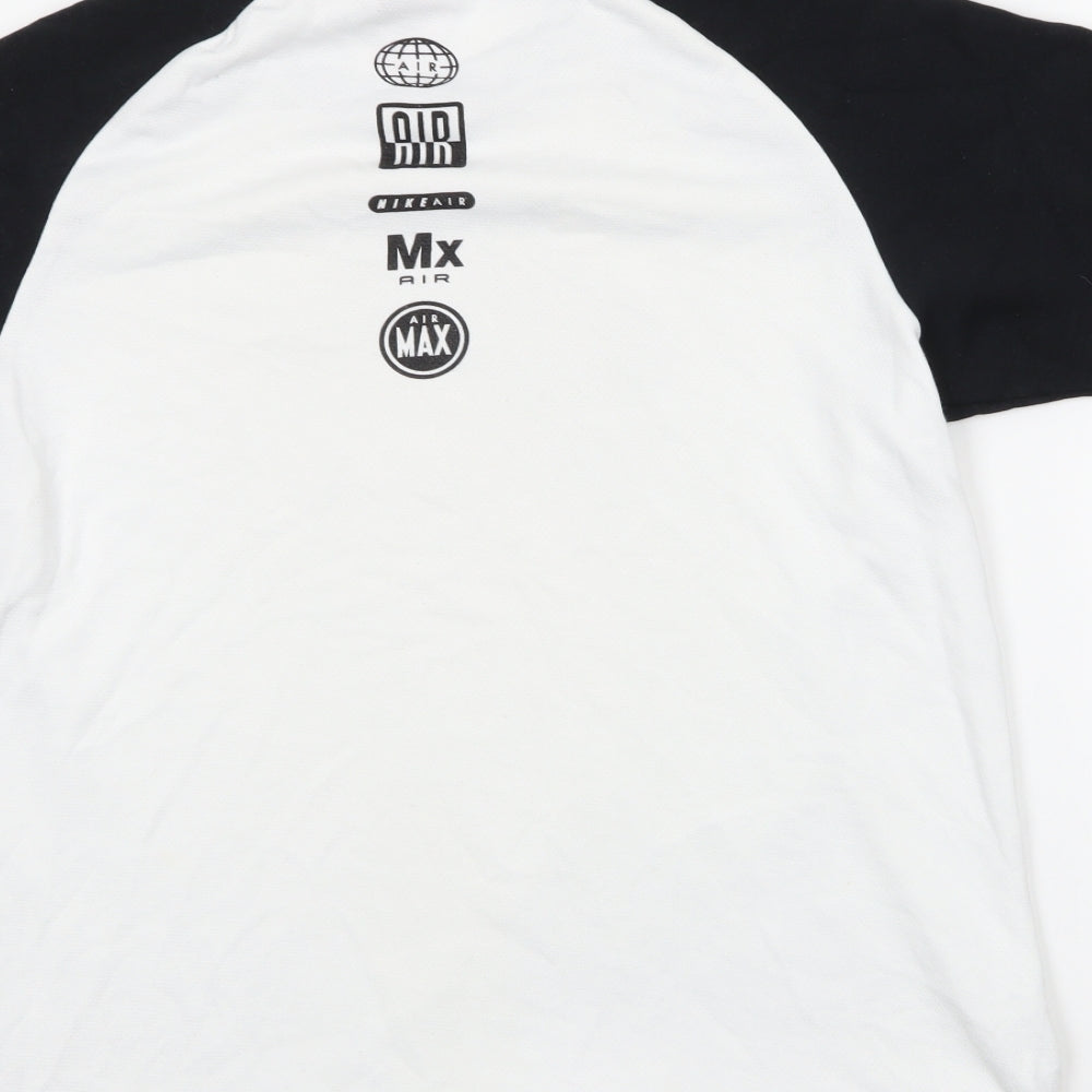 Nike Mens White  Cotton Pullover Sweatshirt Size M