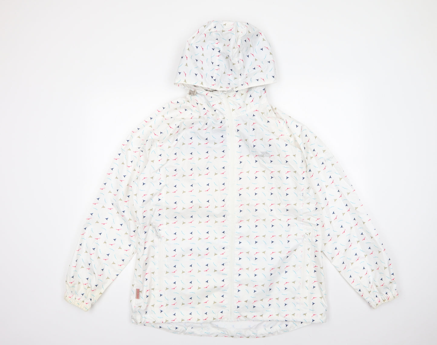 Trespass Womens White Geometric  Rain Coat Jacket Size L  Zip