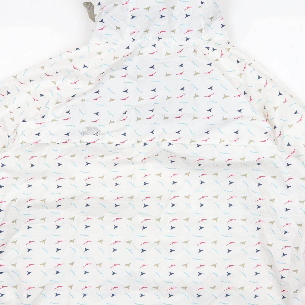 Trespass Womens White Geometric  Rain Coat Jacket Size L  Zip