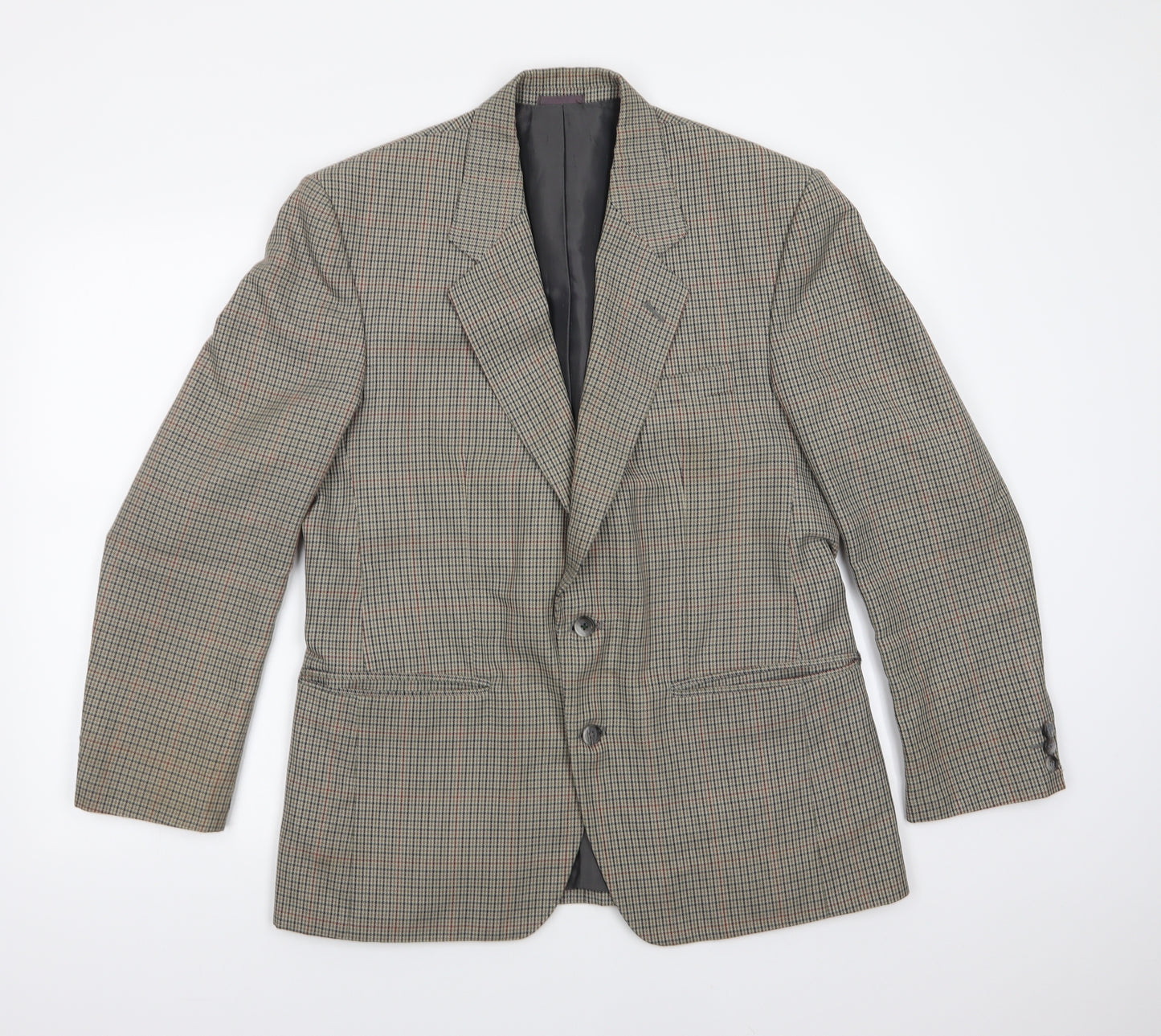 Centaur Mens Beige Houndstooth  Jacket Blazer Size M  Button