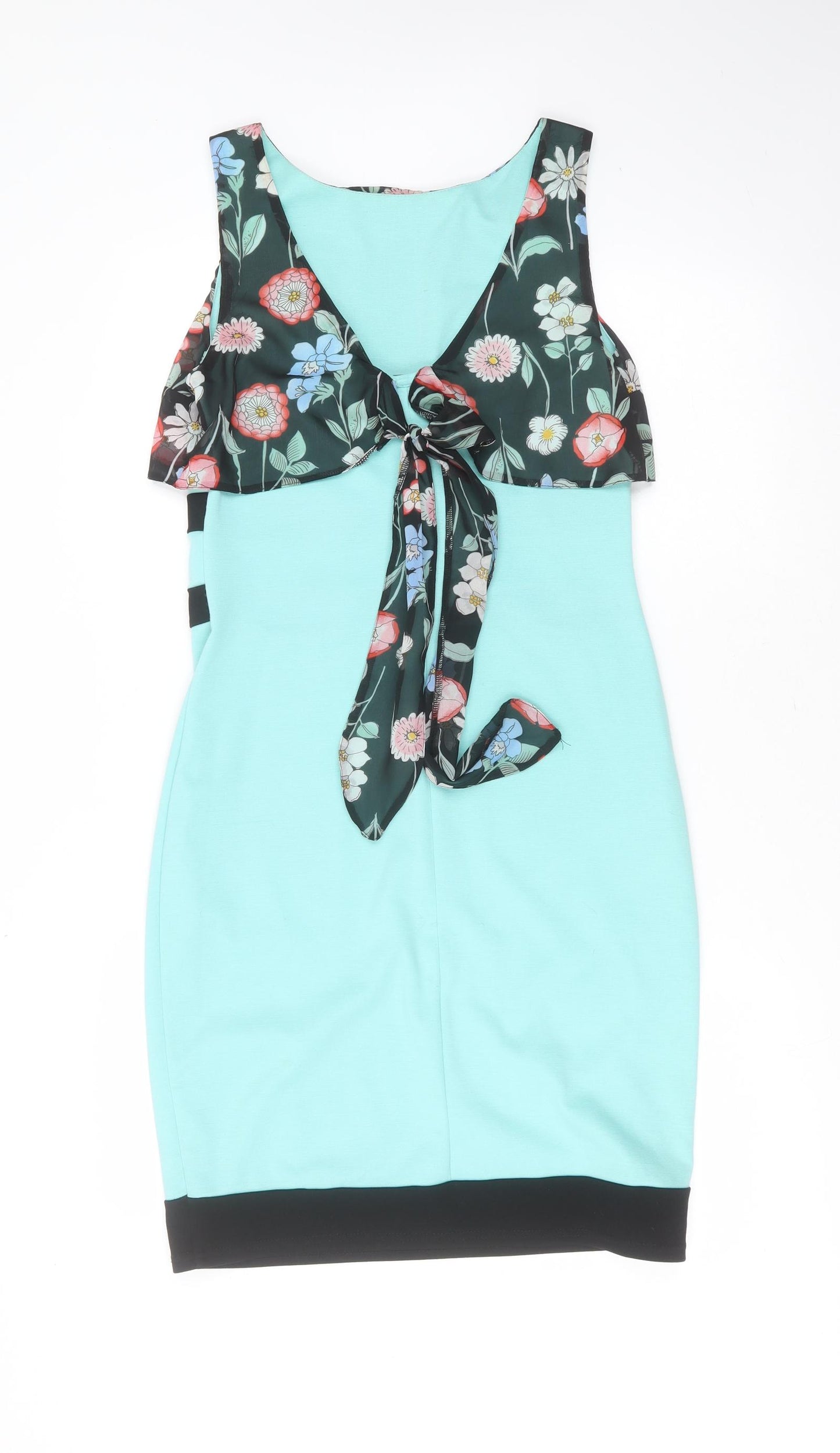 distress Womens Green Floral Polyester Shift  Size 14  Round Neck
