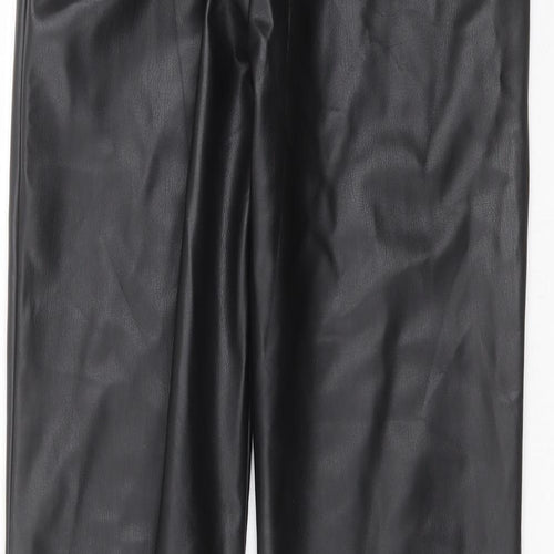 Preworn Womens Black  Polyurethane Trousers  Size 30 in L29 in Regular