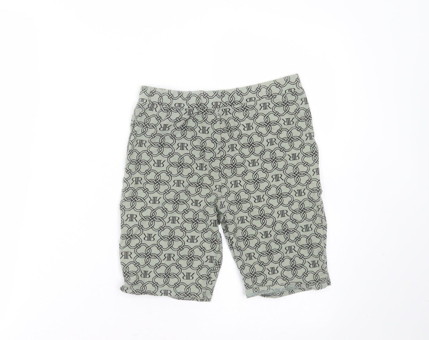River Island Girls Green Geometric Cotton Biker Shorts Size 11-12 Years  Extra-Slim  - Cycling shorts