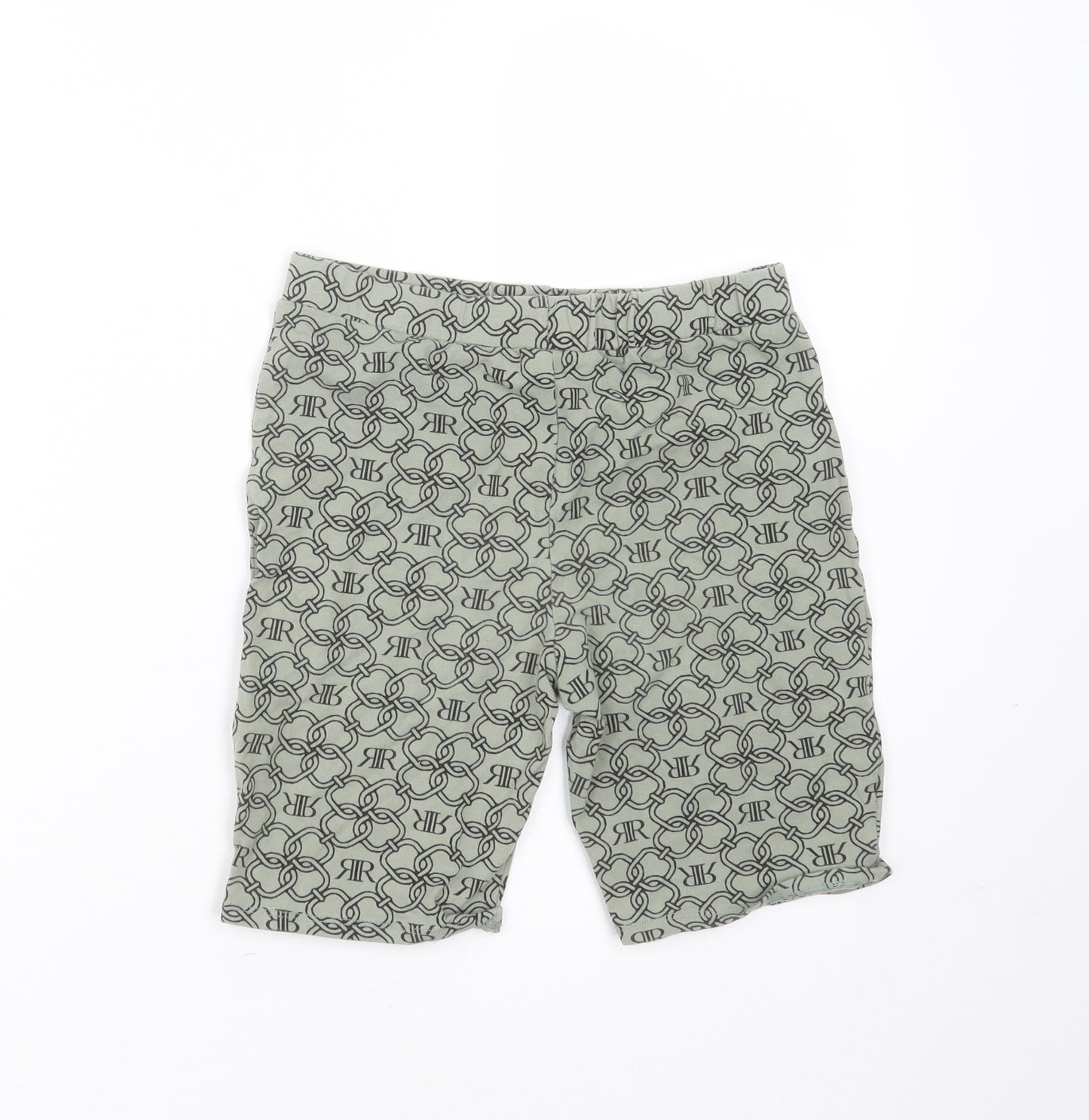 River Island Girls Green Geometric Cotton Biker Shorts Size 11-12 Years  Extra-Slim  - Cycling shorts
