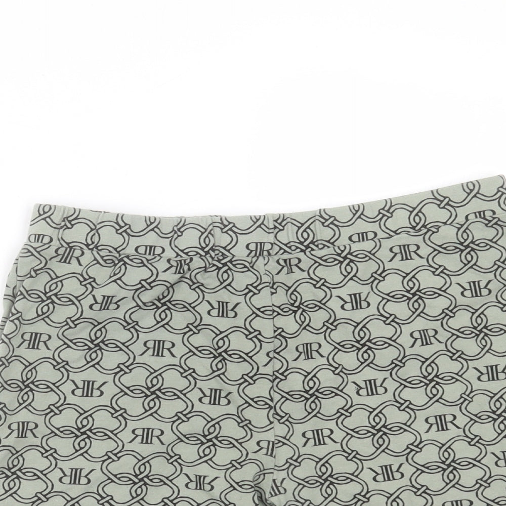River Island Girls Green Geometric Cotton Biker Shorts Size 11-12 Years  Extra-Slim  - Cycling shorts
