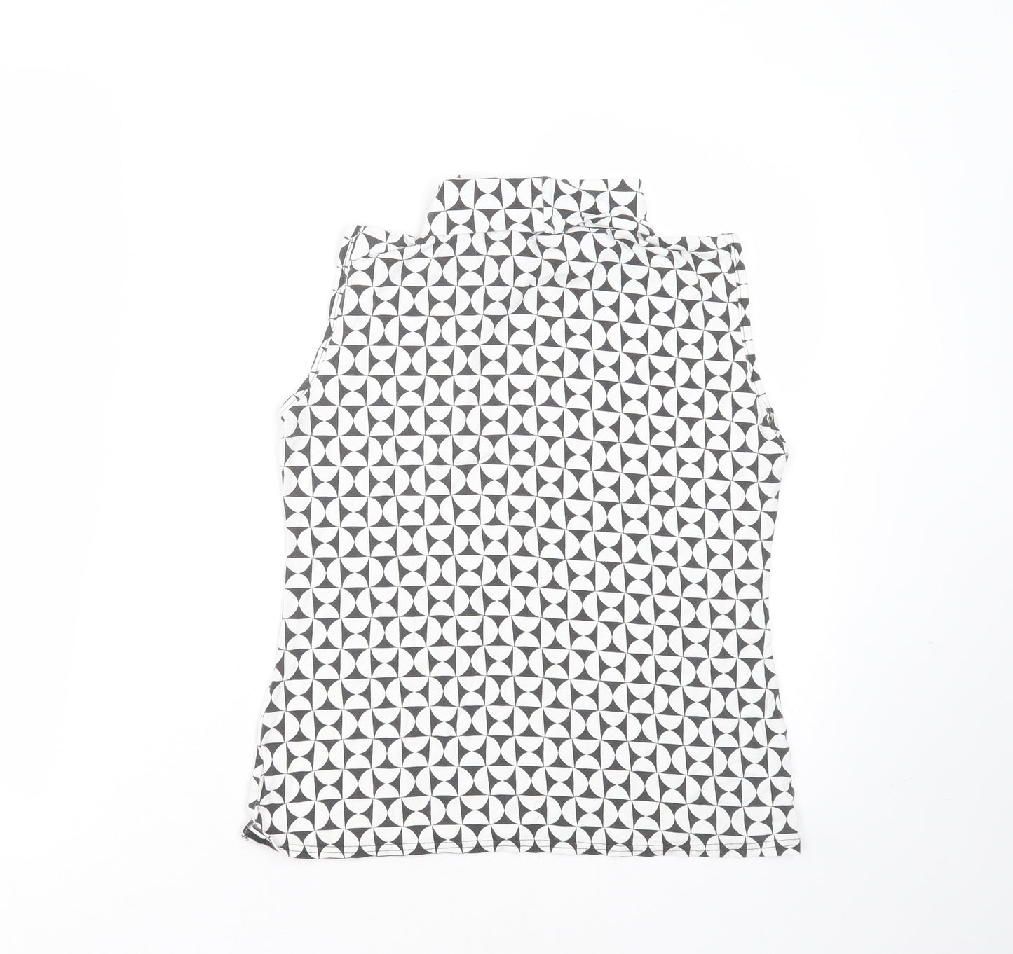 Sisters Point Womens White Geometric Polyester Basic Blouse Size S Round Neck
