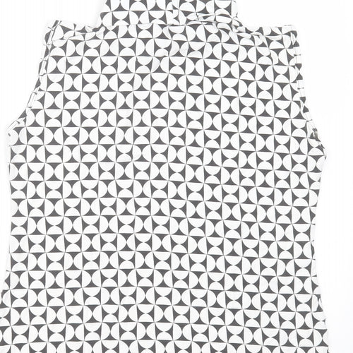 Sisters Point Womens White Geometric Polyester Basic Blouse Size S Round Neck
