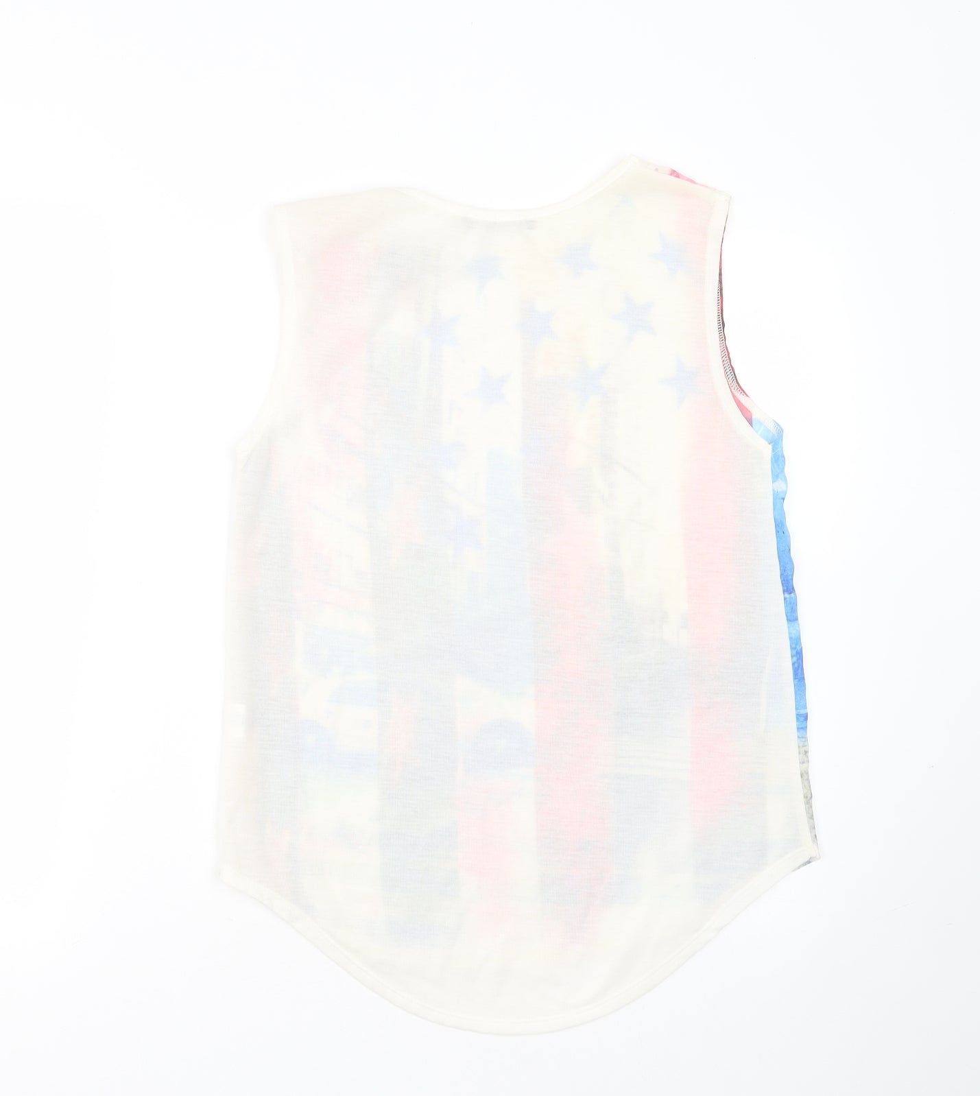 Primark Womens Ivory  Polyester Basic Blouse Size 10 Round Neck - Stars and Stripes