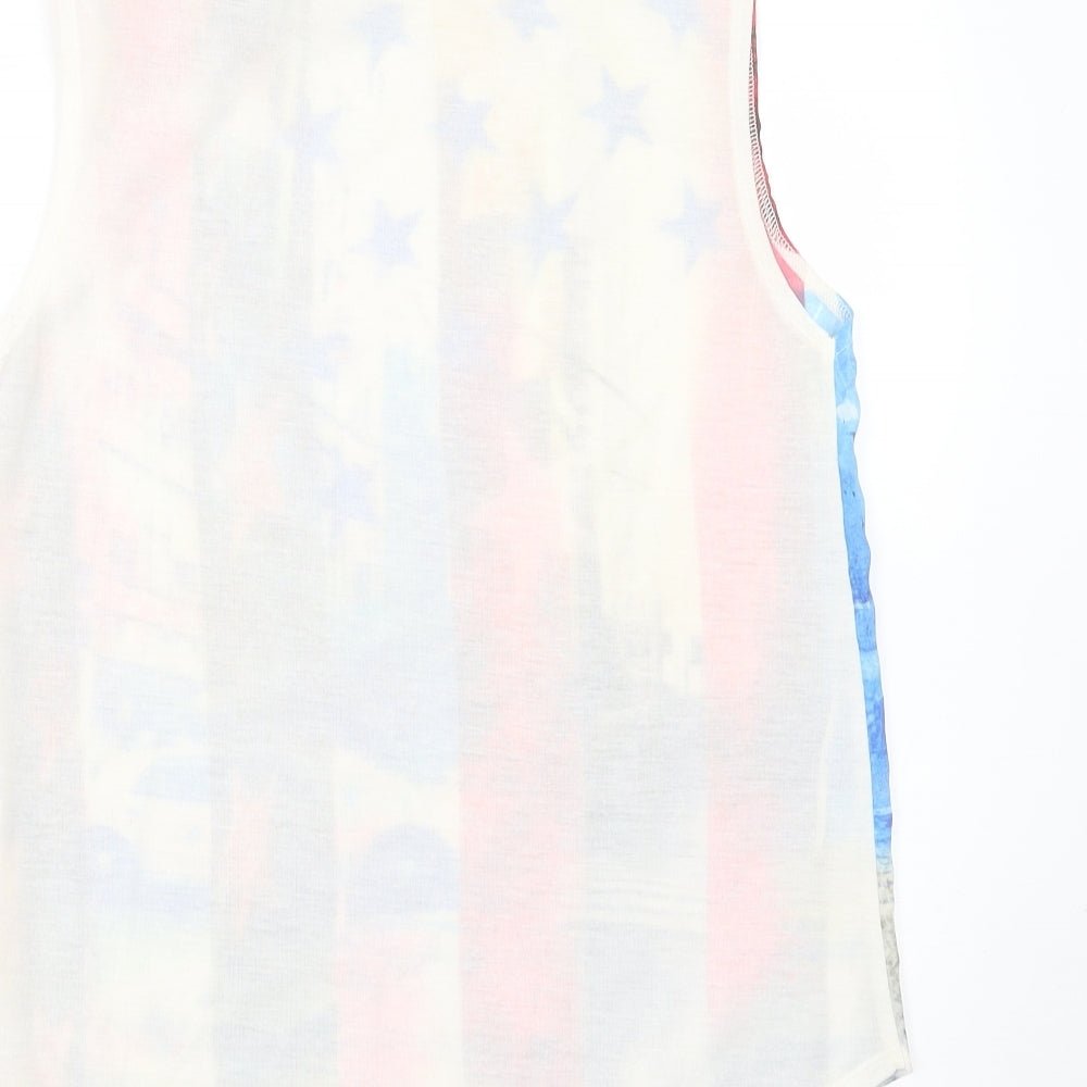 Primark Womens Ivory  Polyester Basic Blouse Size 10 Round Neck - Stars and Stripes