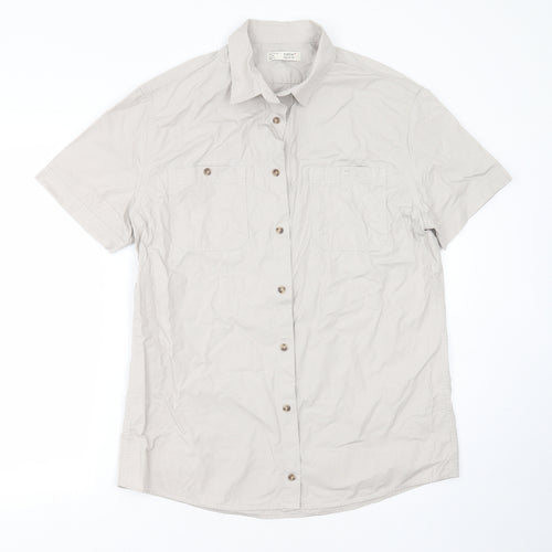 celio* Mens Grey  Cotton Blend  Button-Up Size L Collared Button