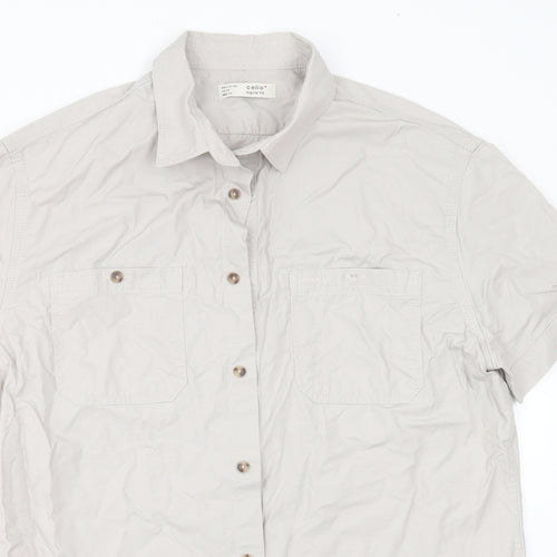 celio* Mens Grey  Cotton Blend  Button-Up Size L Collared Button