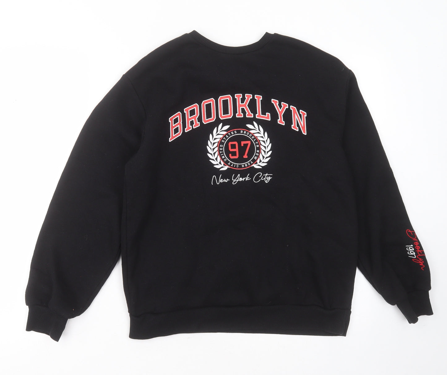 New Look Girls Black  Polyester Pullover Sweatshirt Size 12-13 Years   - Brooklyn