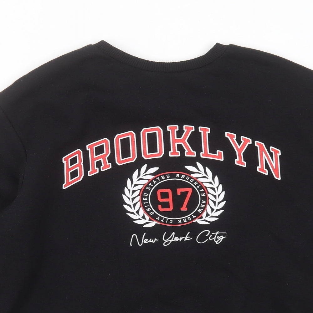 New Look Girls Black  Polyester Pullover Sweatshirt Size 12-13 Years   - Brooklyn