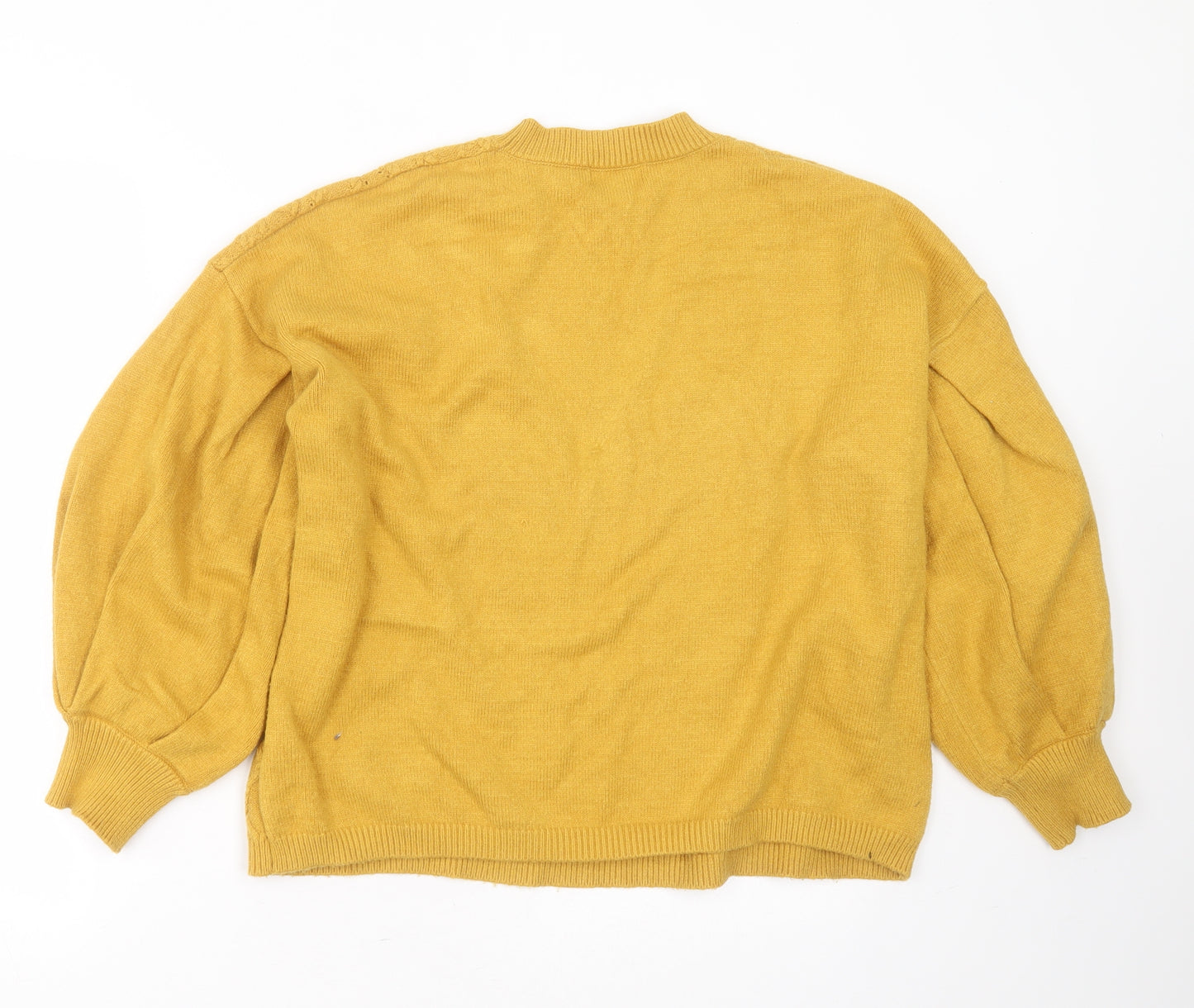 Apricot Womens Yellow Round Neck Geometric Viscose Pullover Jumper Size XL