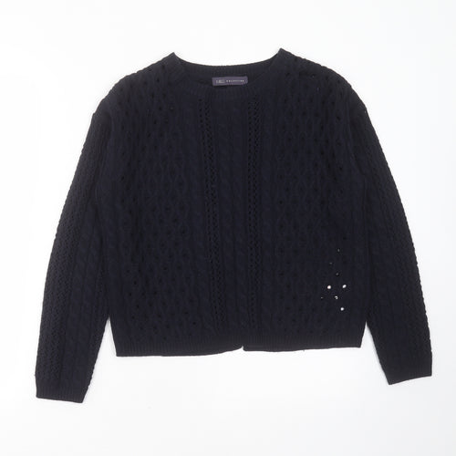 Marks and Spencer Womens Blue Round Neck Geometric Acrylic Pullover Jumper Size 10