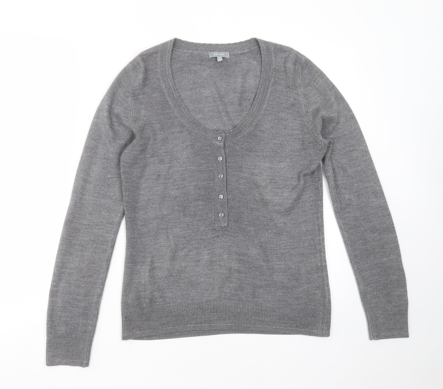 Marks and Spencer Womens Grey Round Neck  Acrylic Pullover Jumper Size 12