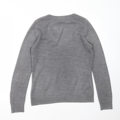 Marks and Spencer Womens Grey Round Neck  Acrylic Pullover Jumper Size 12
