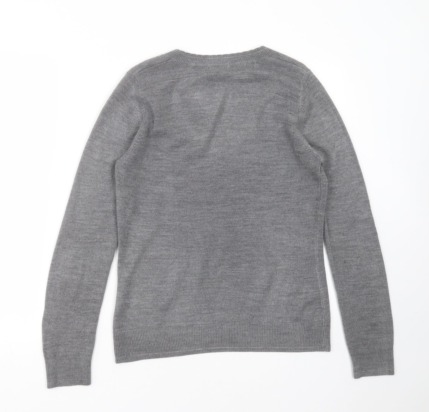 Marks and Spencer Womens Grey Round Neck  Acrylic Pullover Jumper Size 12