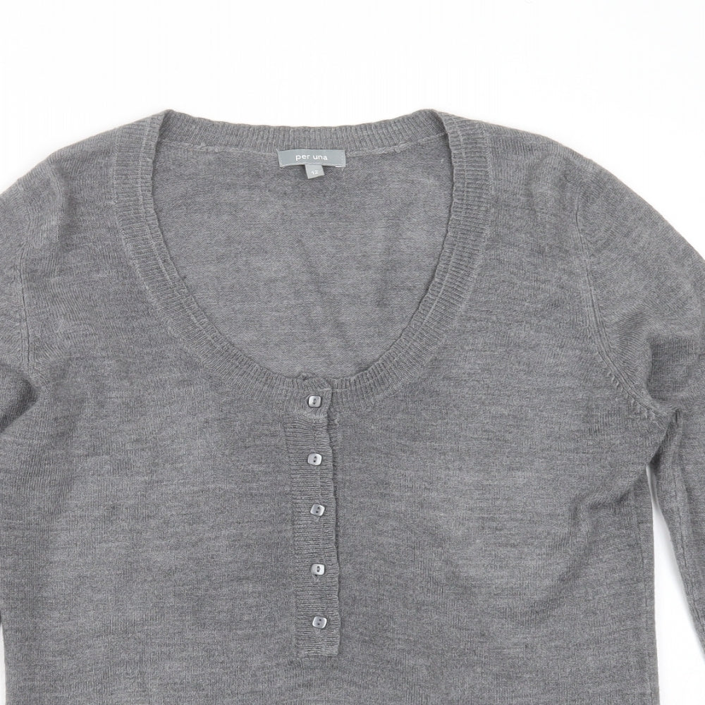 Marks and Spencer Womens Grey Round Neck  Acrylic Pullover Jumper Size 12