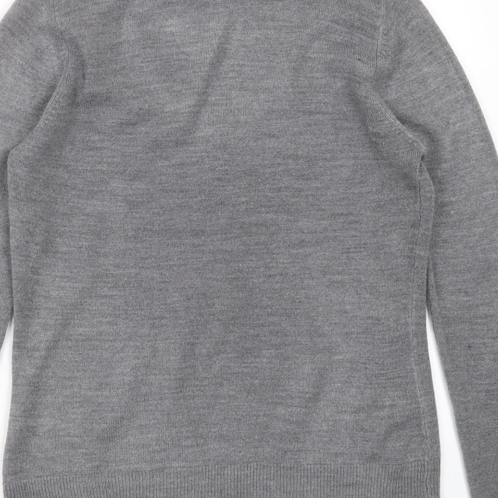 Marks and Spencer Womens Grey Round Neck  Acrylic Pullover Jumper Size 12