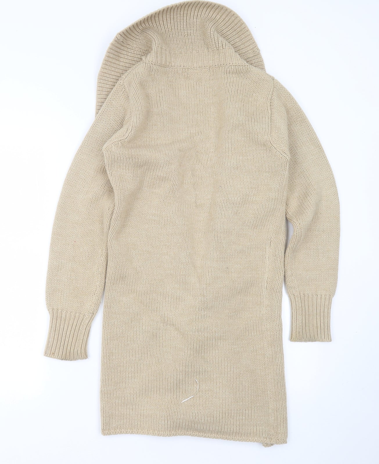 Maine New England Womens Beige Collared  Acrylic Cardigan Jumper Size 10
