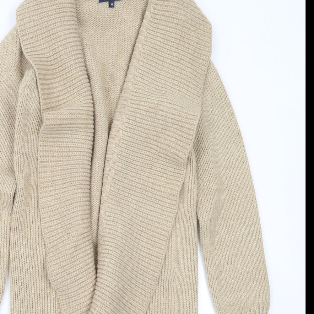 Maine New England Womens Beige Collared  Acrylic Cardigan Jumper Size 10