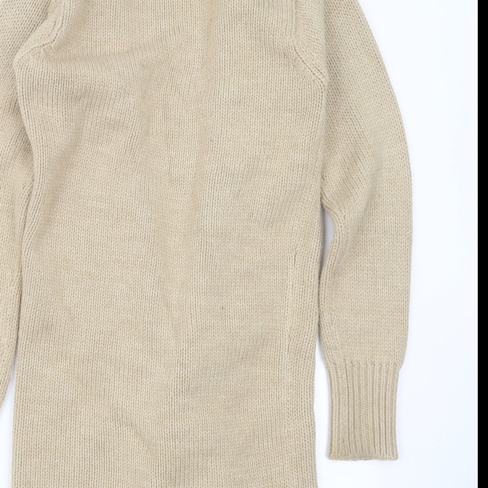 Maine New England Womens Beige Collared  Acrylic Cardigan Jumper Size 10