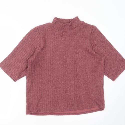 George Womens Purple Round Neck Striped Polyester Pullover Jumper Size 18