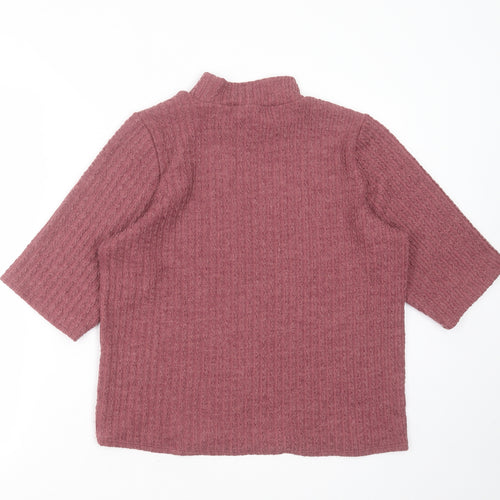 George Womens Purple Round Neck Striped Polyester Pullover Jumper Size 18