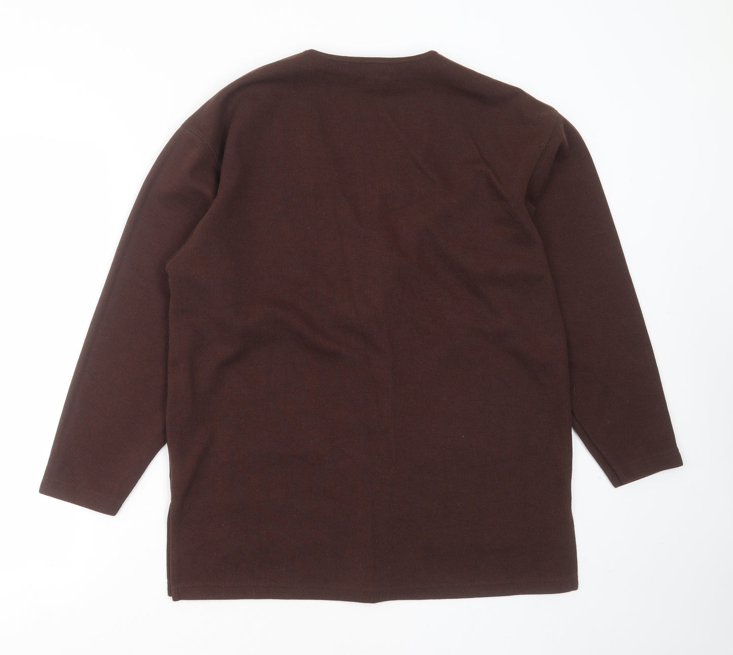 Essentials Womens Brown V-Neck  Polyester Cardigan Jumper Size 14